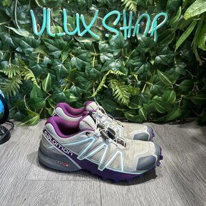 Salomon Shoes Womens 8 Speedcross 4 Trail Running Sneakers Gray Lace Up